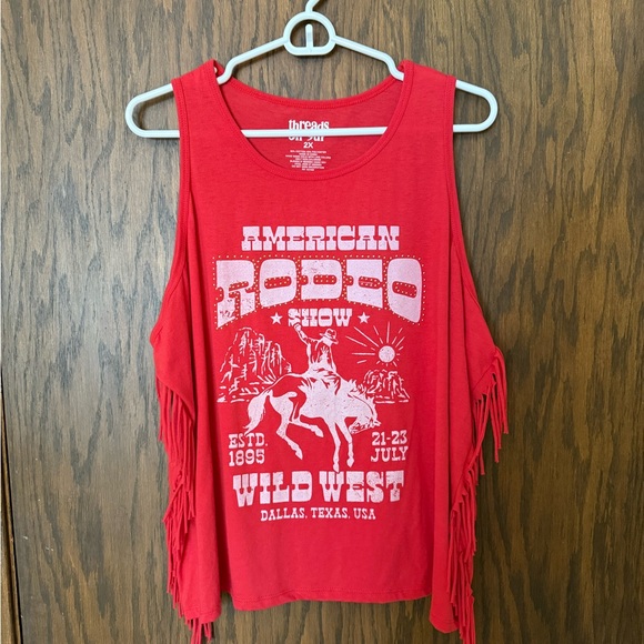 Fringe American Rodeo Tank Top Red - Picture 1 of 4